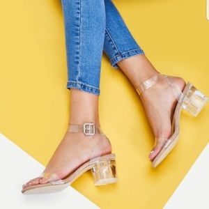 ☀️ Clear Strappy Block Heels - US Size 8, EU 38 ☀️
